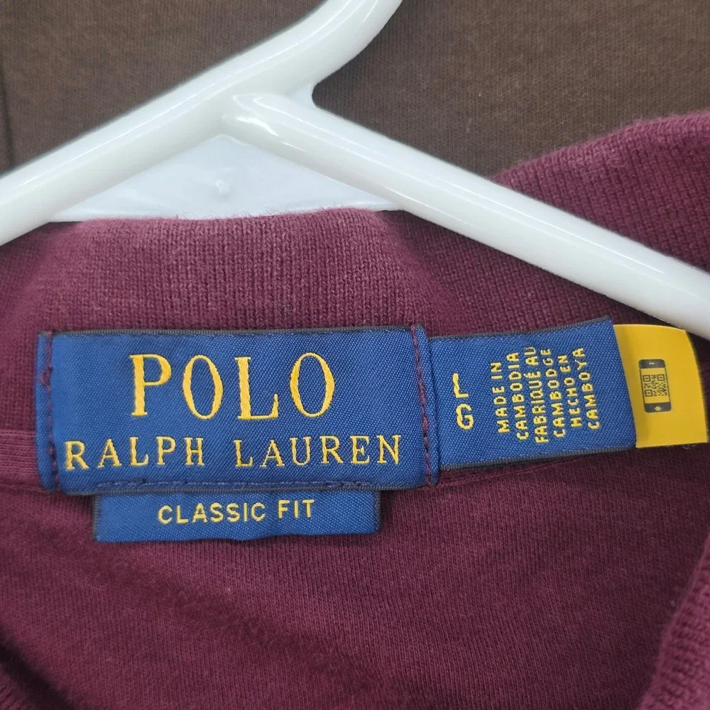 Polo Ralph Lauren Mens Large Golf Polo Shirt Classic Fit Burgundy Olive Lot of 2